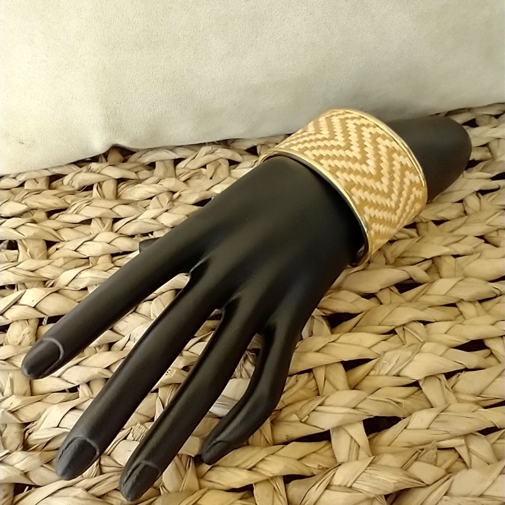 Split Bangle Cuff Bracelet  Weaved Design